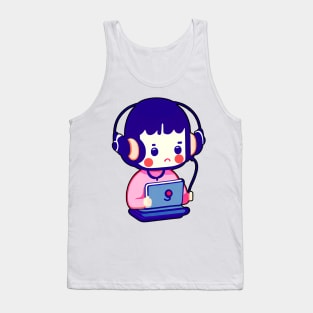 Cute Call Center Girl Tank Top